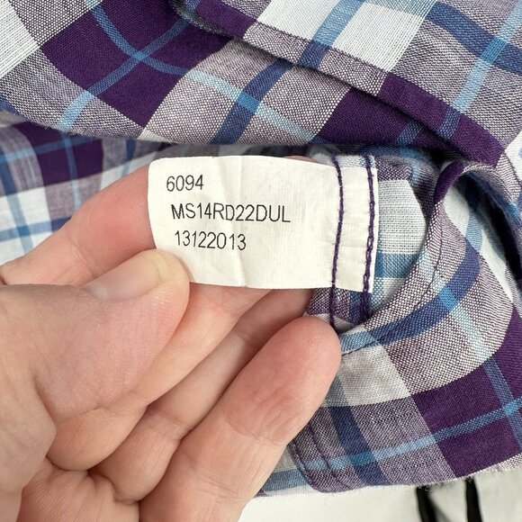 PETER MILLAR long sleeve casual shirt plaid 100% cotton button down purple XL - Picture 8 of 8